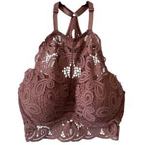 PINK VICTORIA'S SECRET High Neck Lace Racerback Push Up Bra Size Medium